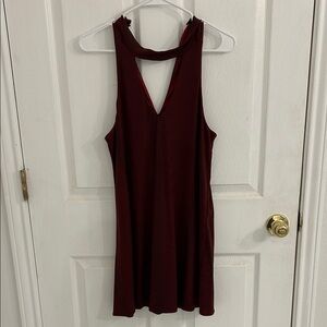 Olivaceous Deep Red Backless Dress